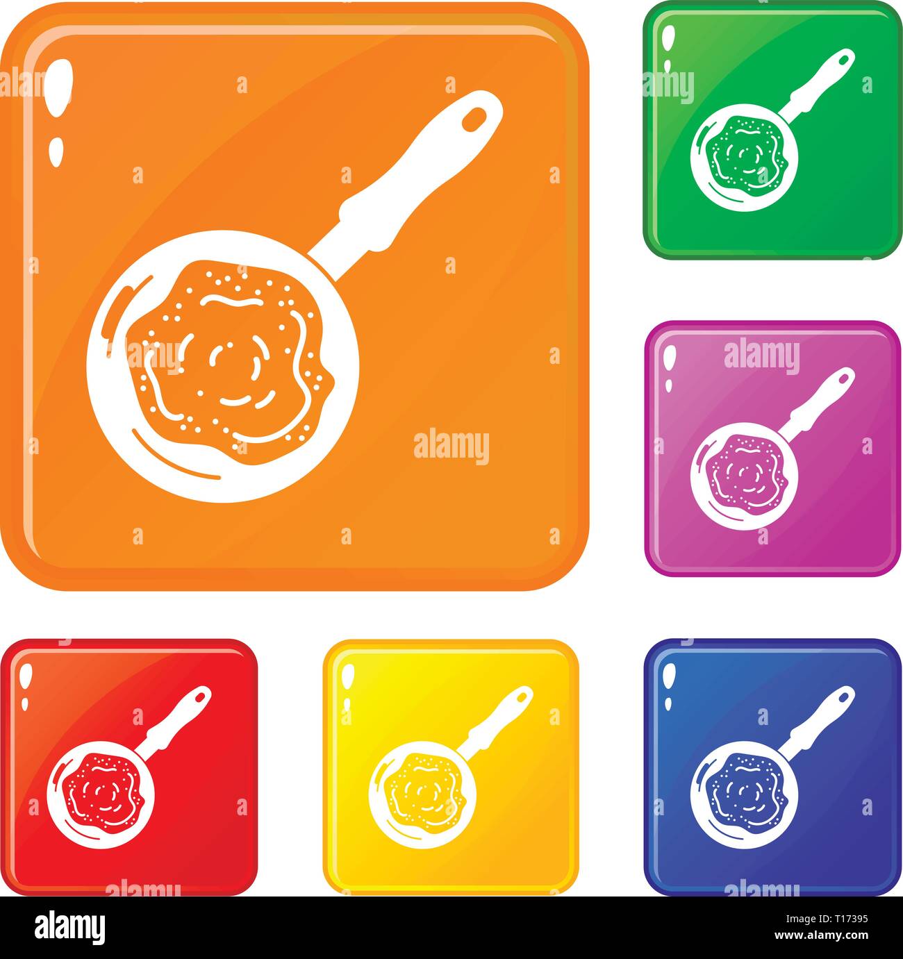 Fry pan icons set vector color Stock Vector Image & Art - Alamy