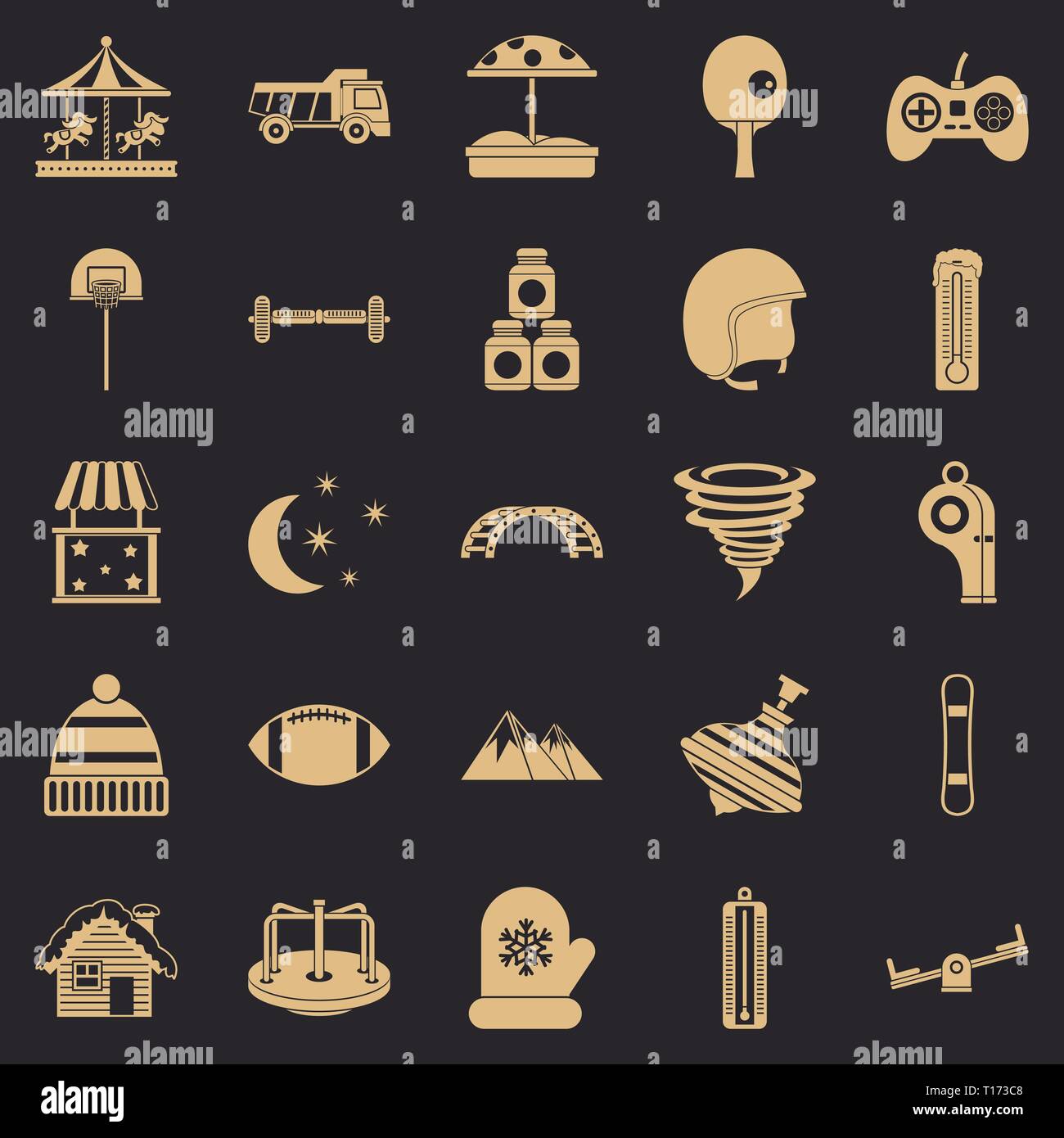 Funny children icons set, simple style Stock Vector Image & Art - Alamy