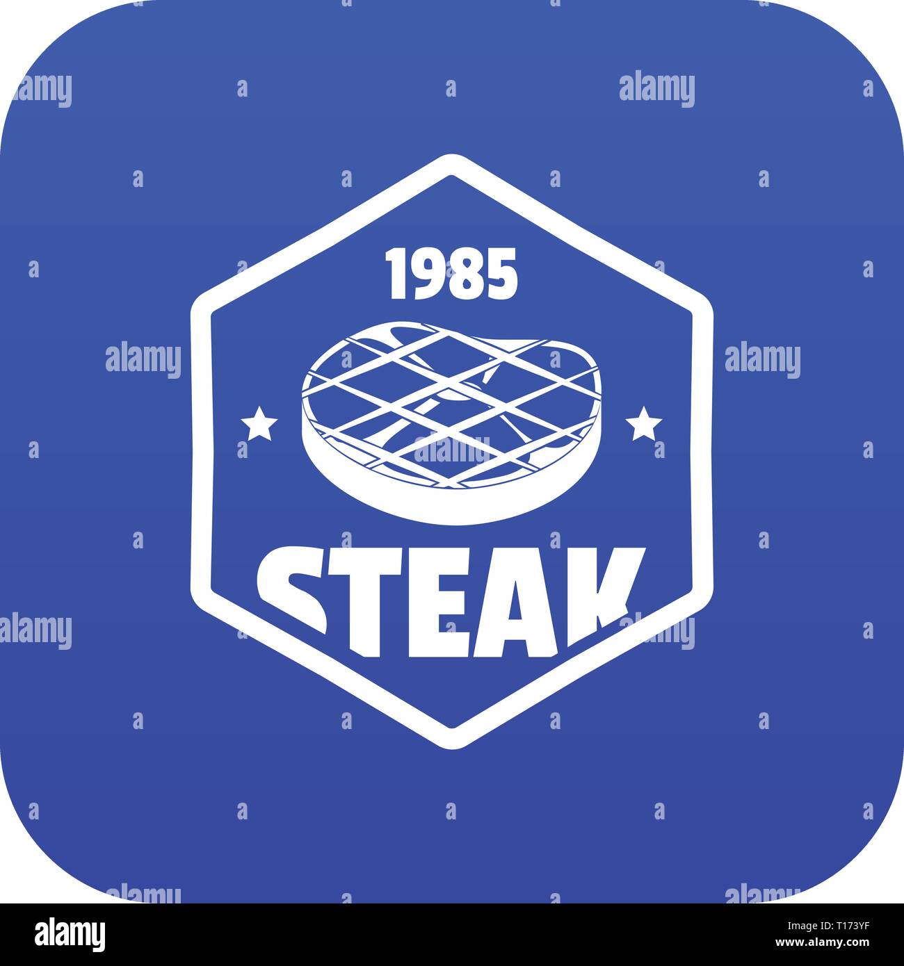 1985 steak icon blue vector Stock Vector