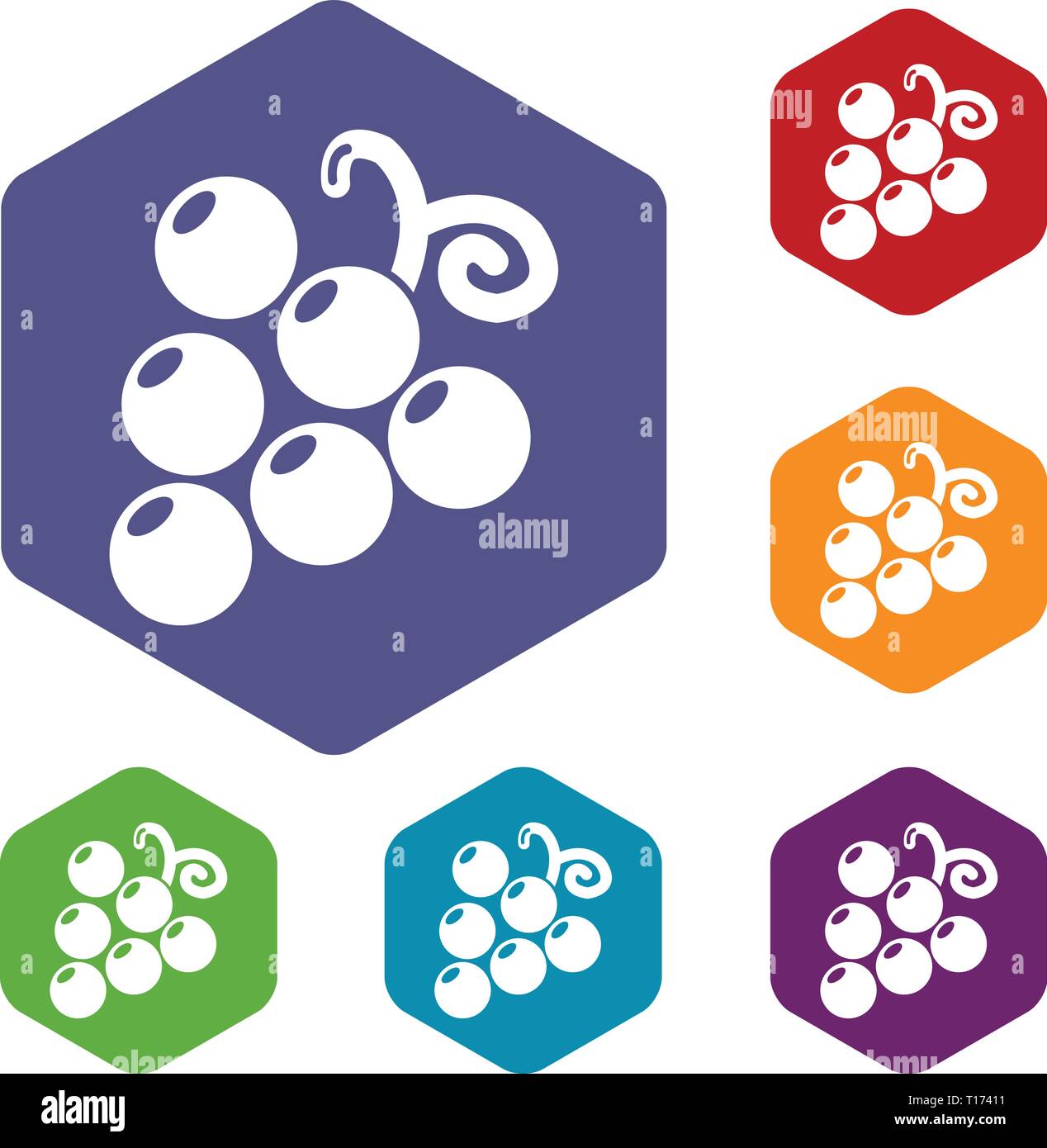 Grapes icons vector hexahedron Stock Vector