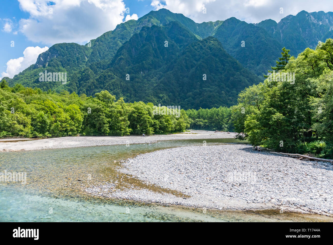 River and Summer Forest Landscape,Pathway at Kamikochi in Japan Stock ...