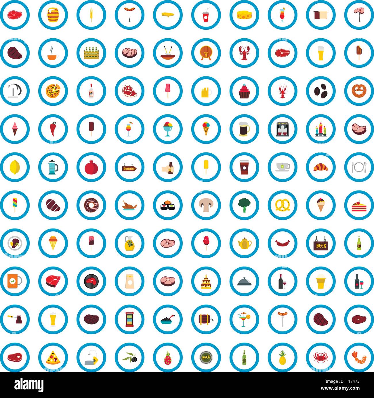 100 menu icons set, flat style Stock Vector Image & Art - Alamy
