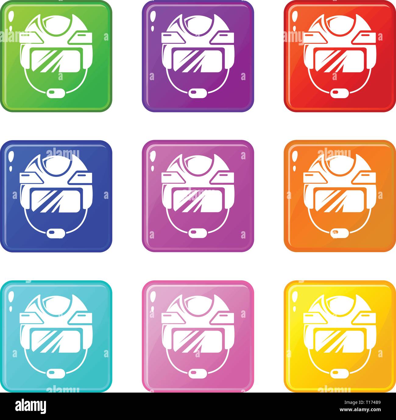 Hockey helmet icons set 9 color collection Stock Vector Image & Art - Alamy