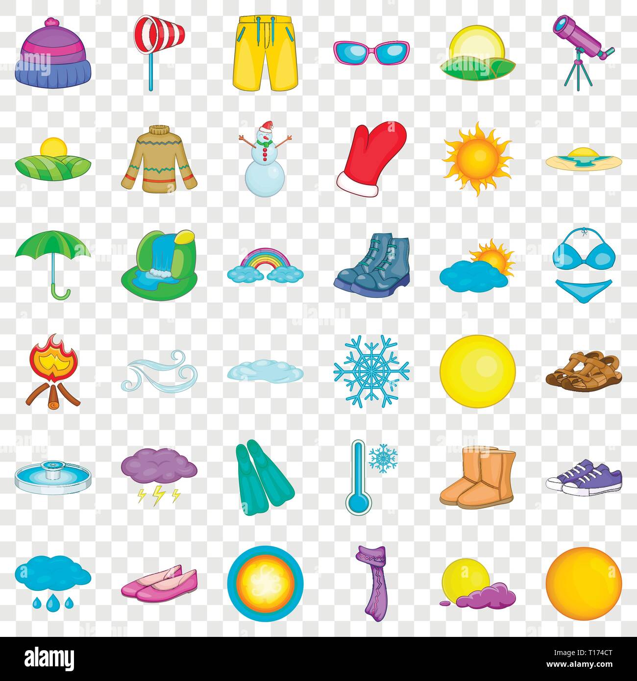 Weather icons set, cartoon style Stock Vector Image & Art - Alamy