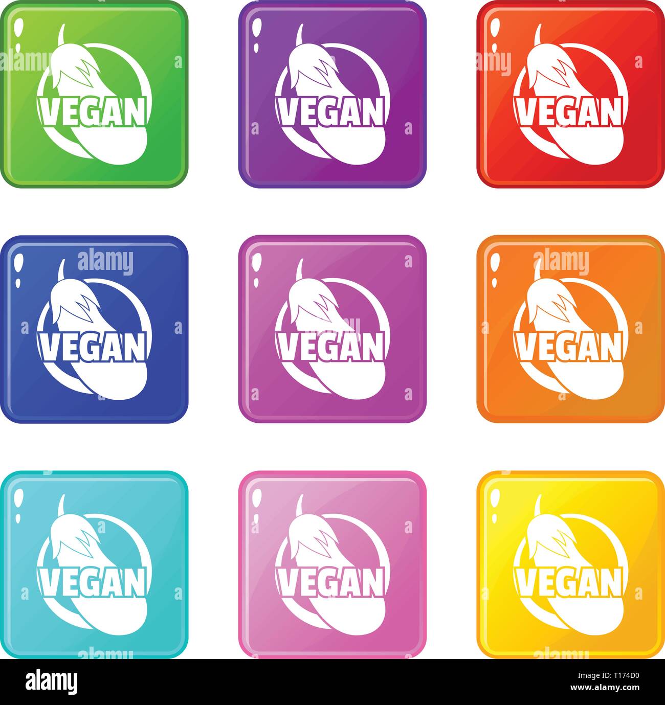 Vegan icons set 9 color collection Stock Vector Image & Art - Alamy