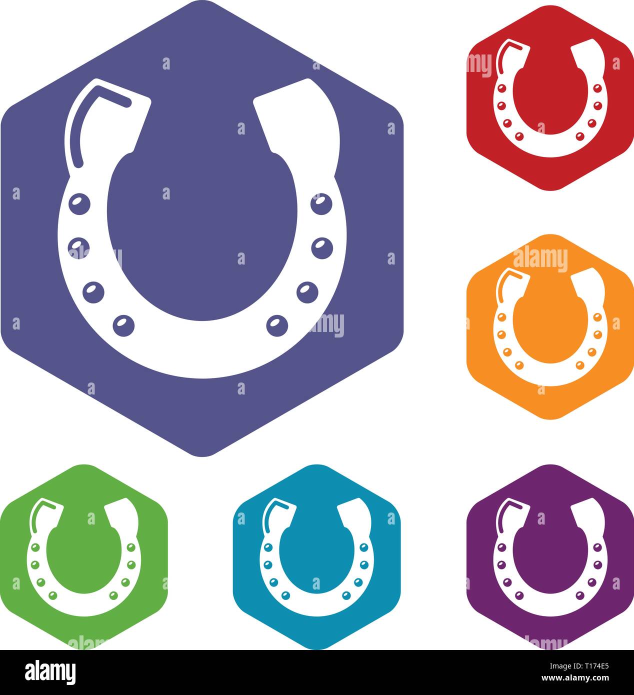 Horseshoe icons vector hexahedron Stock Vector
