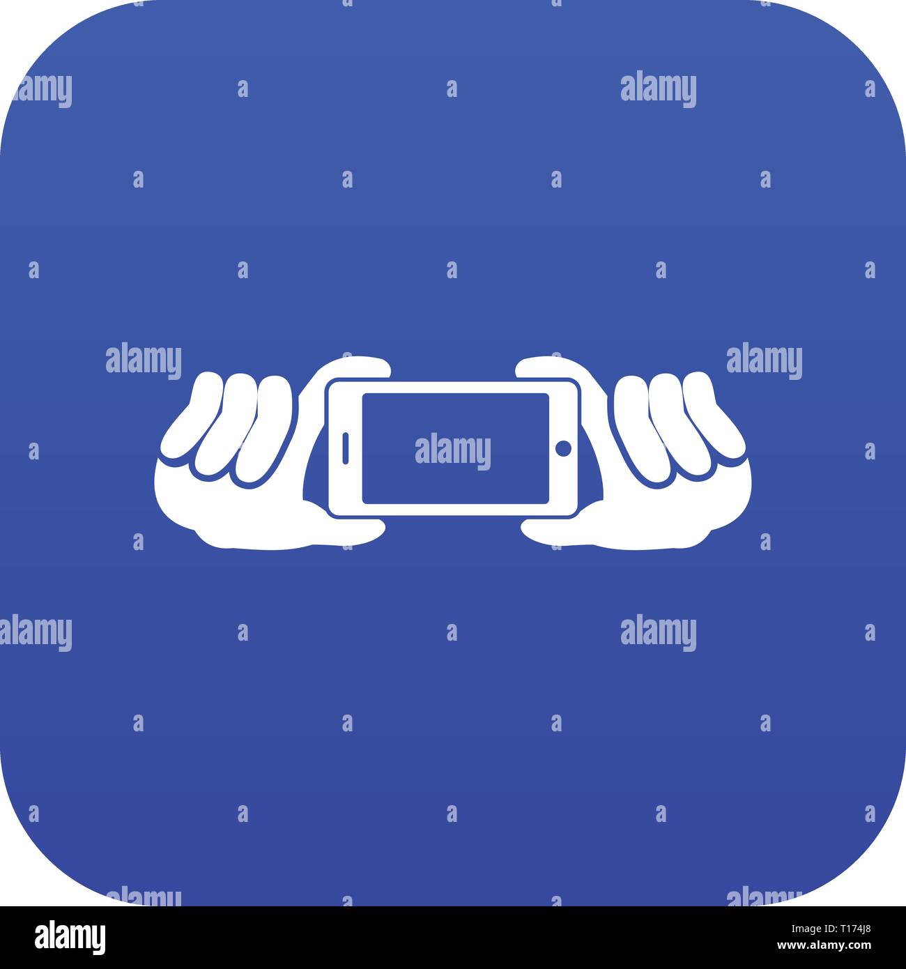 Two hands holding mobile phone icon digital blue Stock Vector Image ...