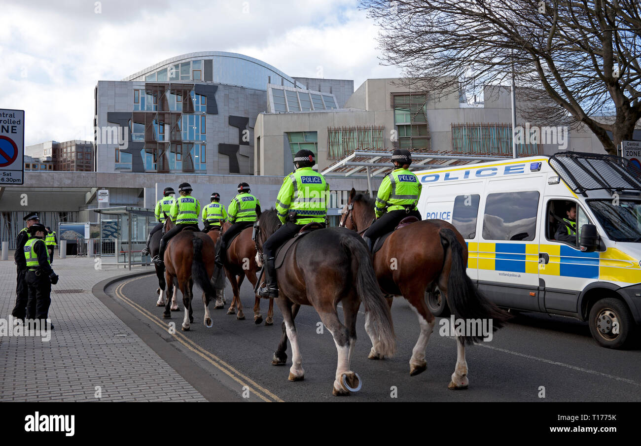 Mounted Police men and women, Holyrood Park, Edinburgh, Scotland, UK
