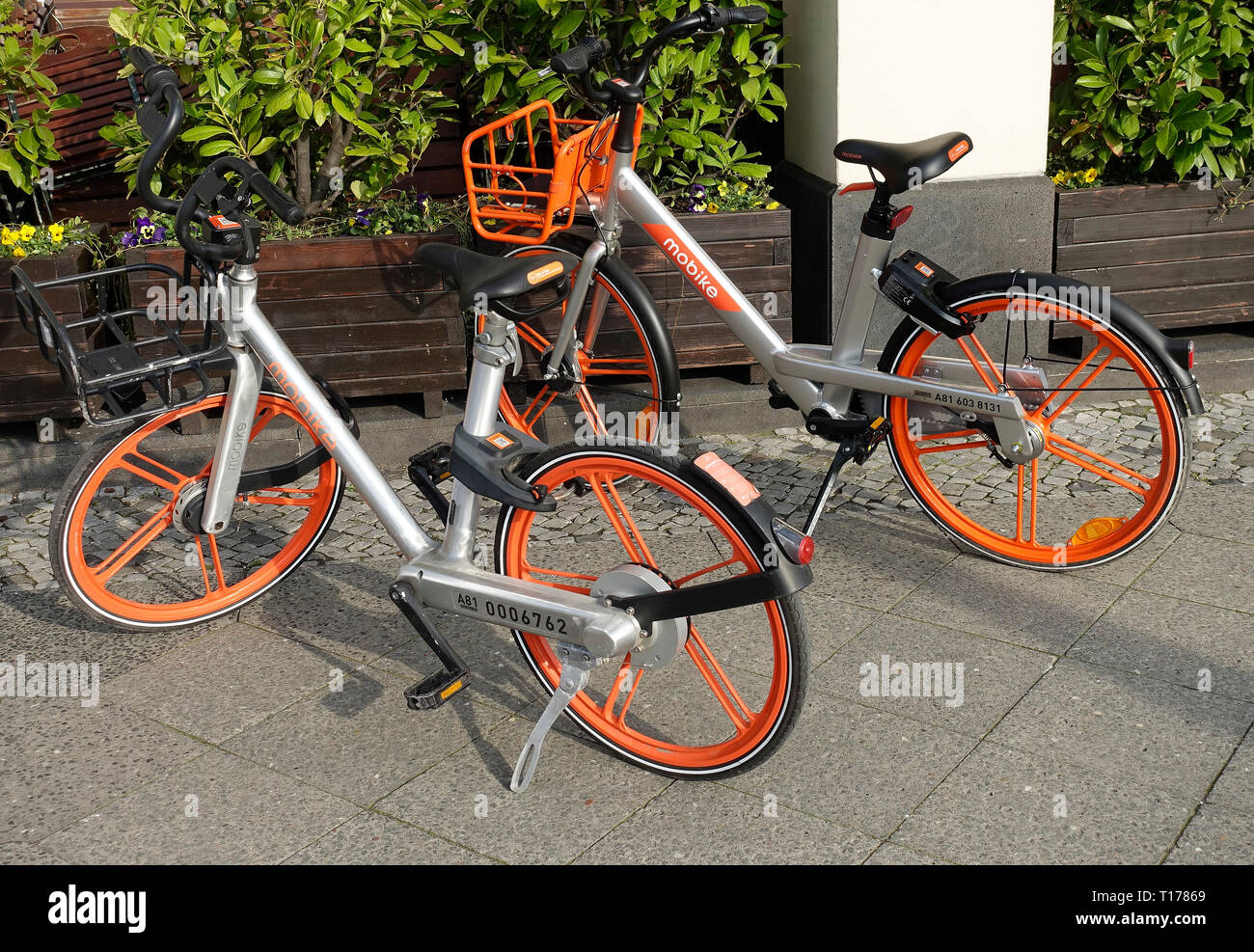 Rental bicycles mobike in Berlin, Germany Stock Photo - Alamy