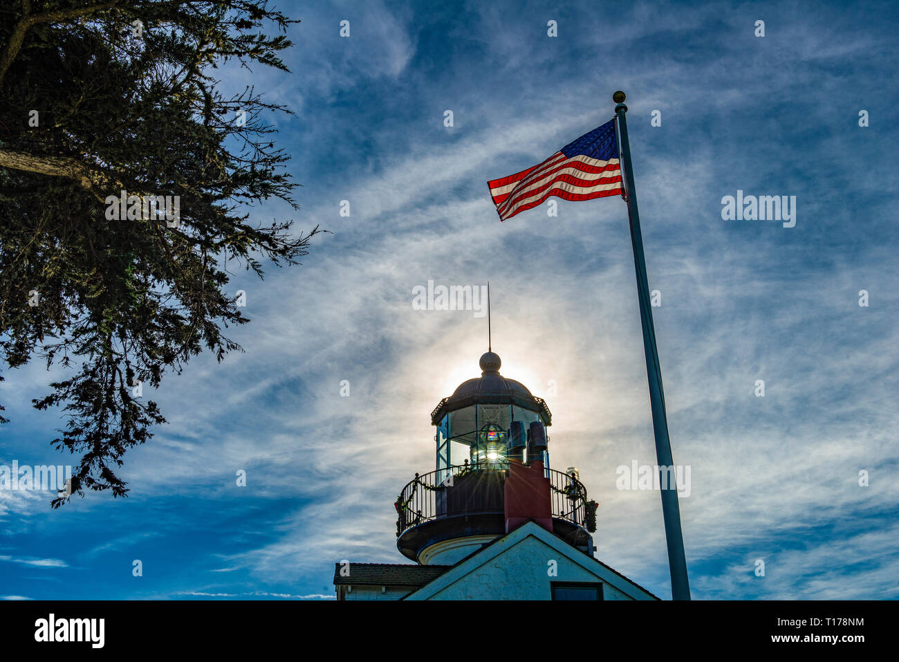 MONTERREY,  CALIFORNIA, USA. the old lighthouse of Point Pinos today is a historical monument Stock Photo