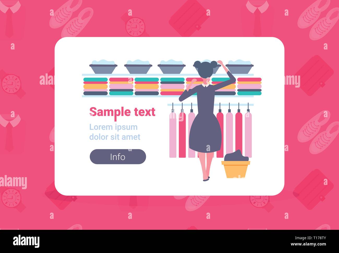 rear view maid in black and white uniform organizing clean clothes