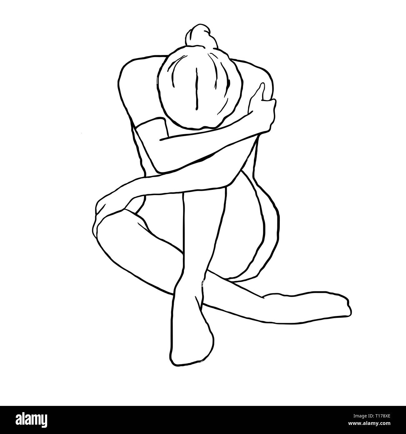 Sad girl / illustration/ hand drawn Stock Photo