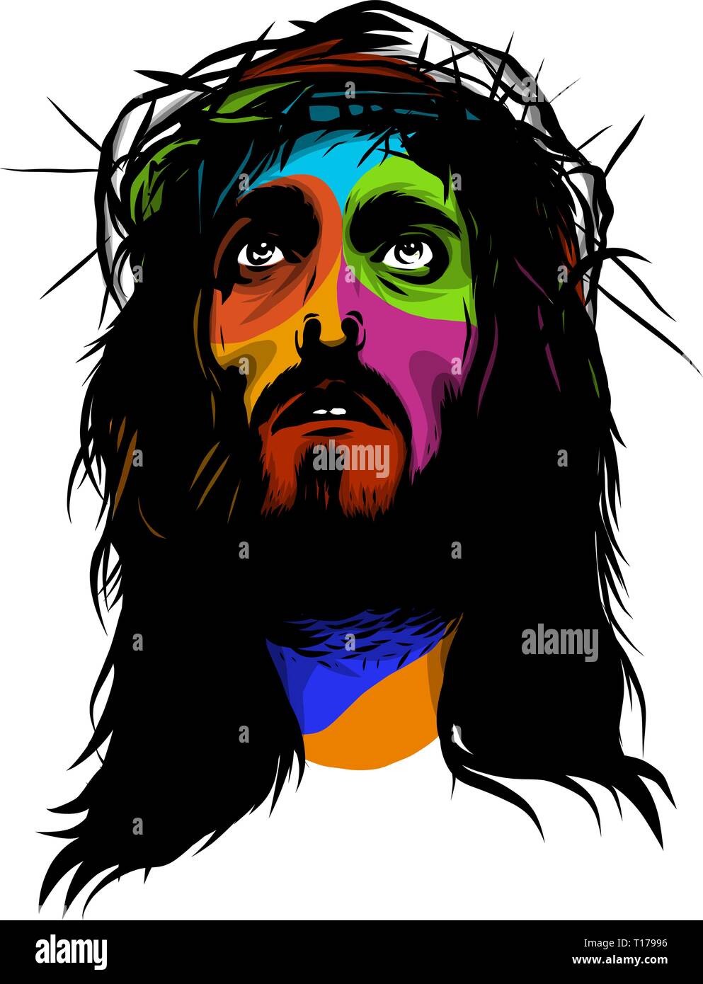 face of Jesus in pop art vector style Stock Vector