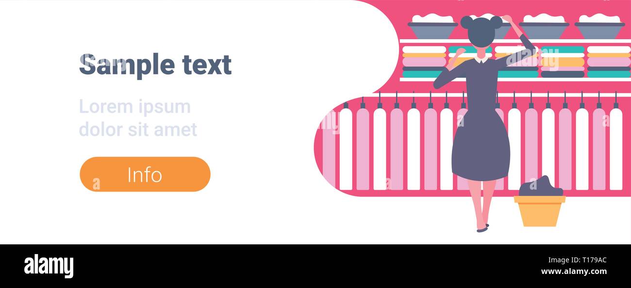 rear view maid in black and white uniform organizing clean clothes