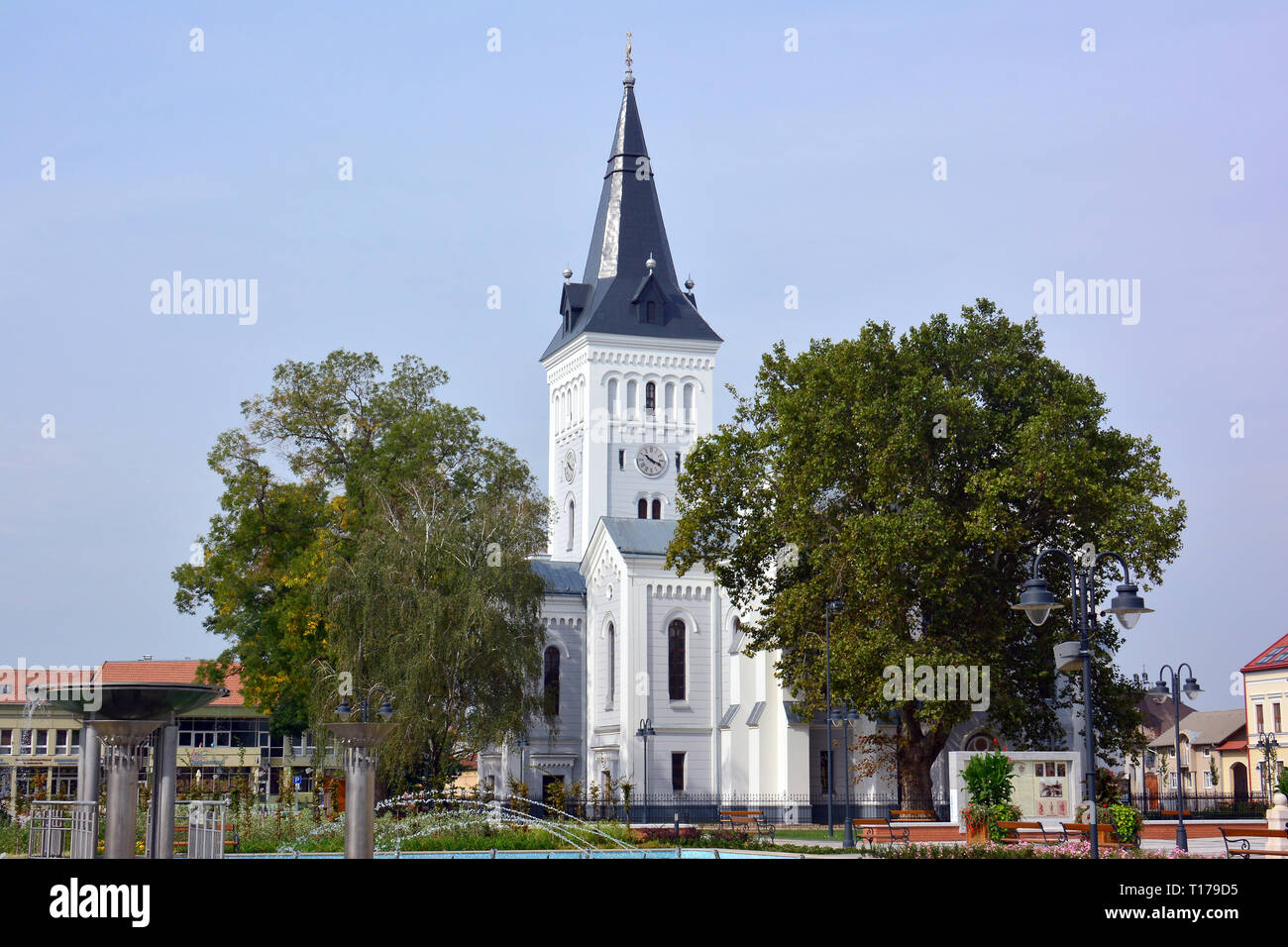 Reformed church in Bocskai Square, Hajdúböszörmény, Hajdú-Bihar county, Hungary, Magyarország, Europe Stock Photo