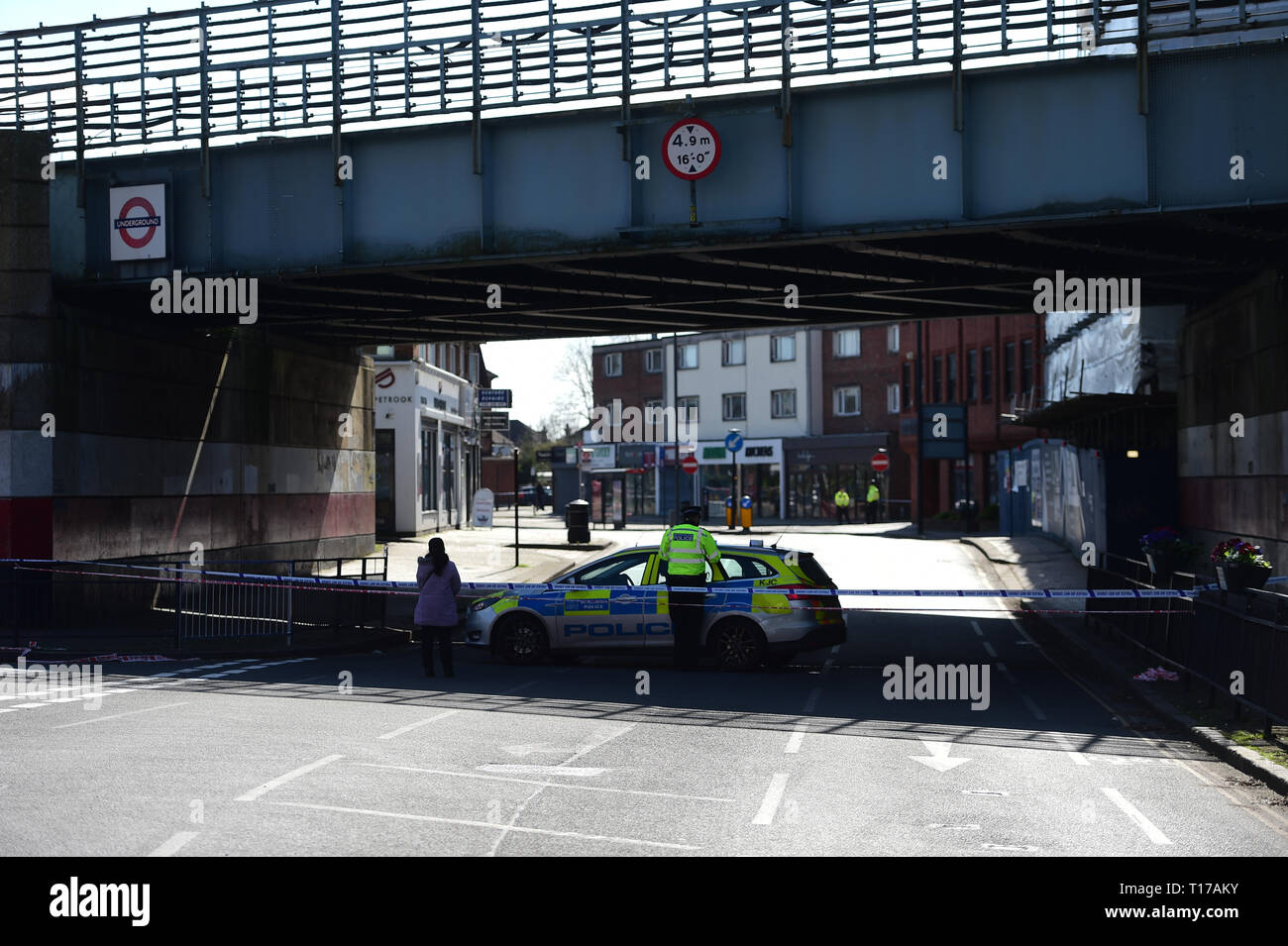 Police activity in Marsh Road, Pinner, northwest London after a man