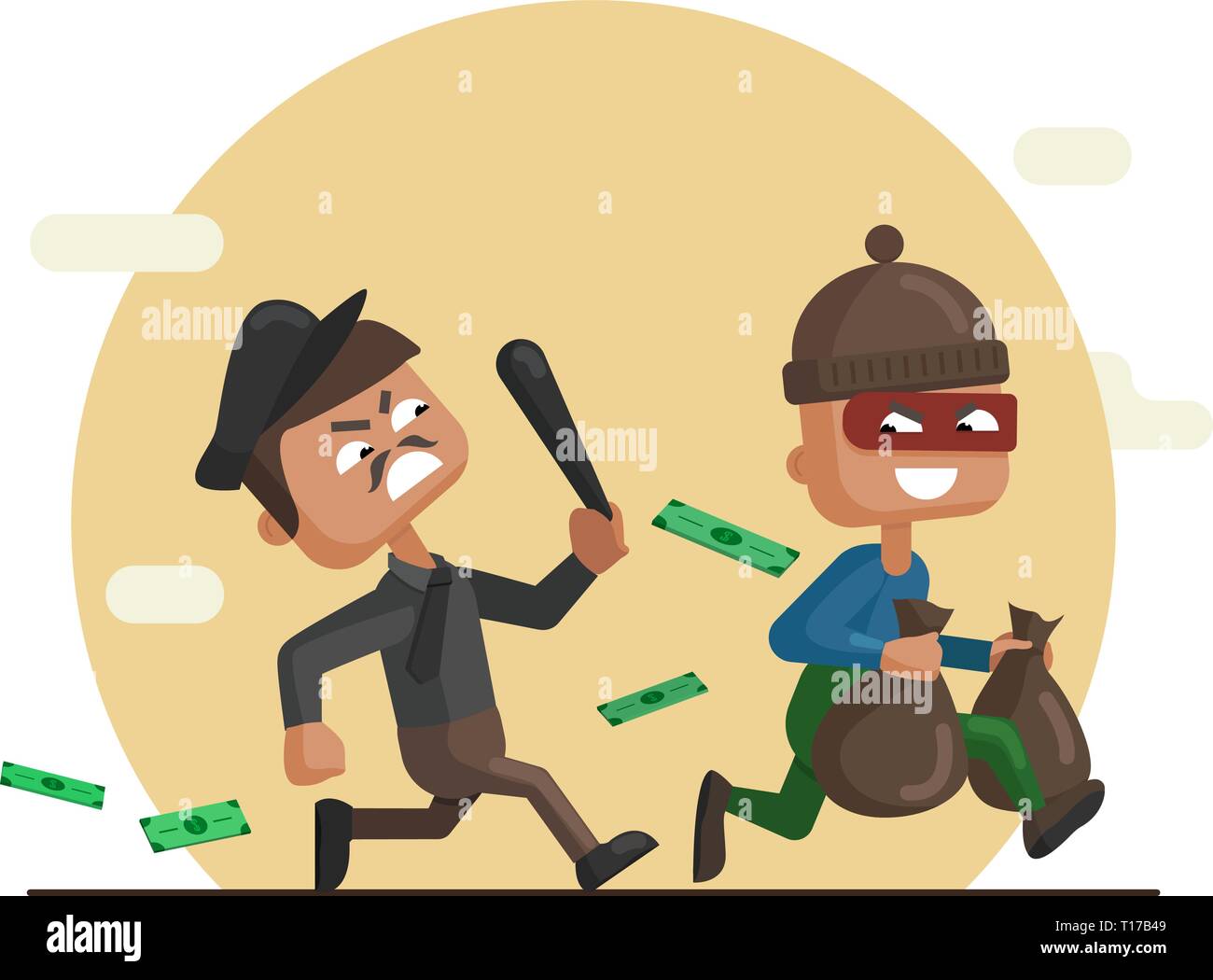 Vector cartoon illustration of a police officer and thief Stock Vector  Image & Art - Alamy