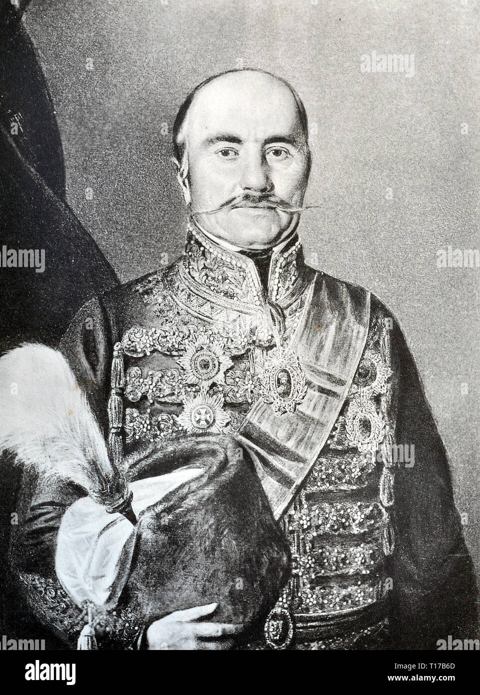 Illustration of Milos I Obrenovic(1780-1860), published in Famous Serbs of 19th Century (1901) by Josif Danilovac (1877-1945) Stock Photo