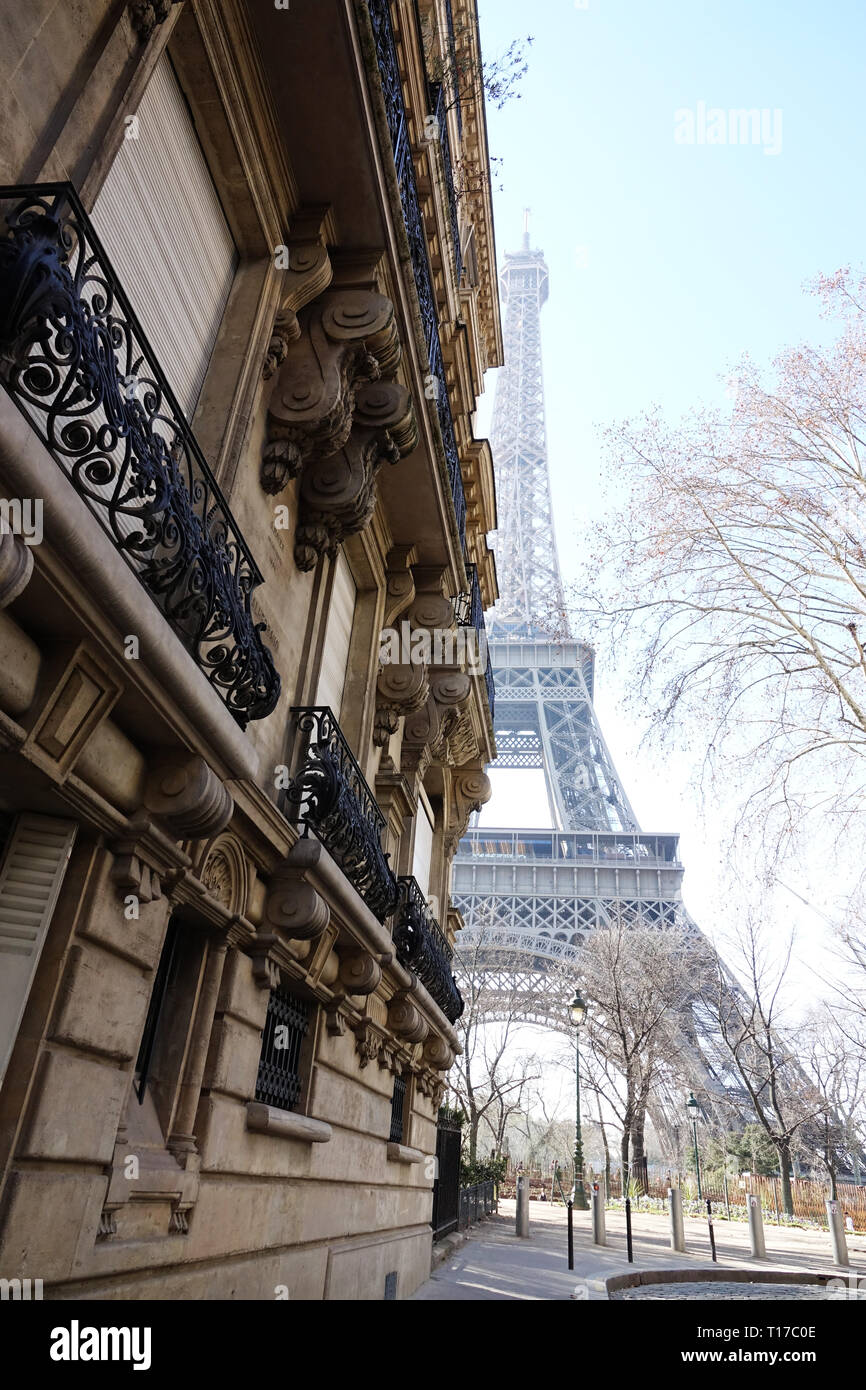 PARIS-FRANCE-FEB 24, 2019: The Eiffel Tower is the one of the  most visited landmark in France Stock Photo