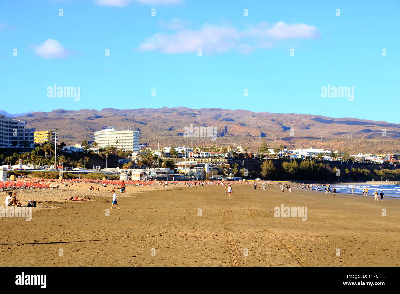 The Sandy dunes in famous natural Maspalomas beach. Gran Canaria. Spain