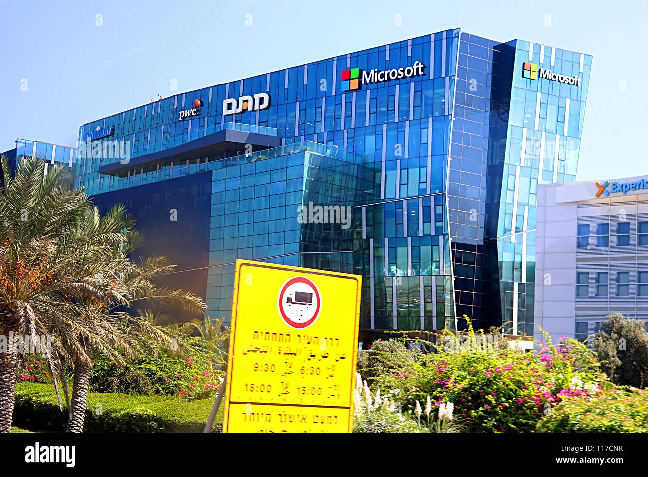 HAIFA, ISRAEL SEPTEMBER 18, 2017 View of office building with famous