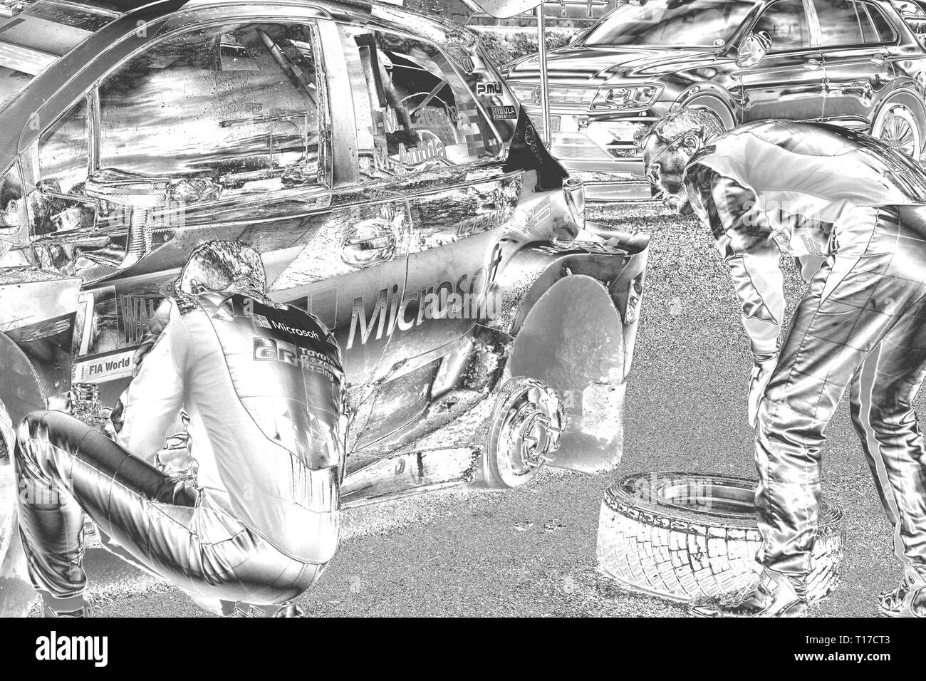 Cambrian Rally Llandudno, The chrome effect give an image a metallic look Stock Photo