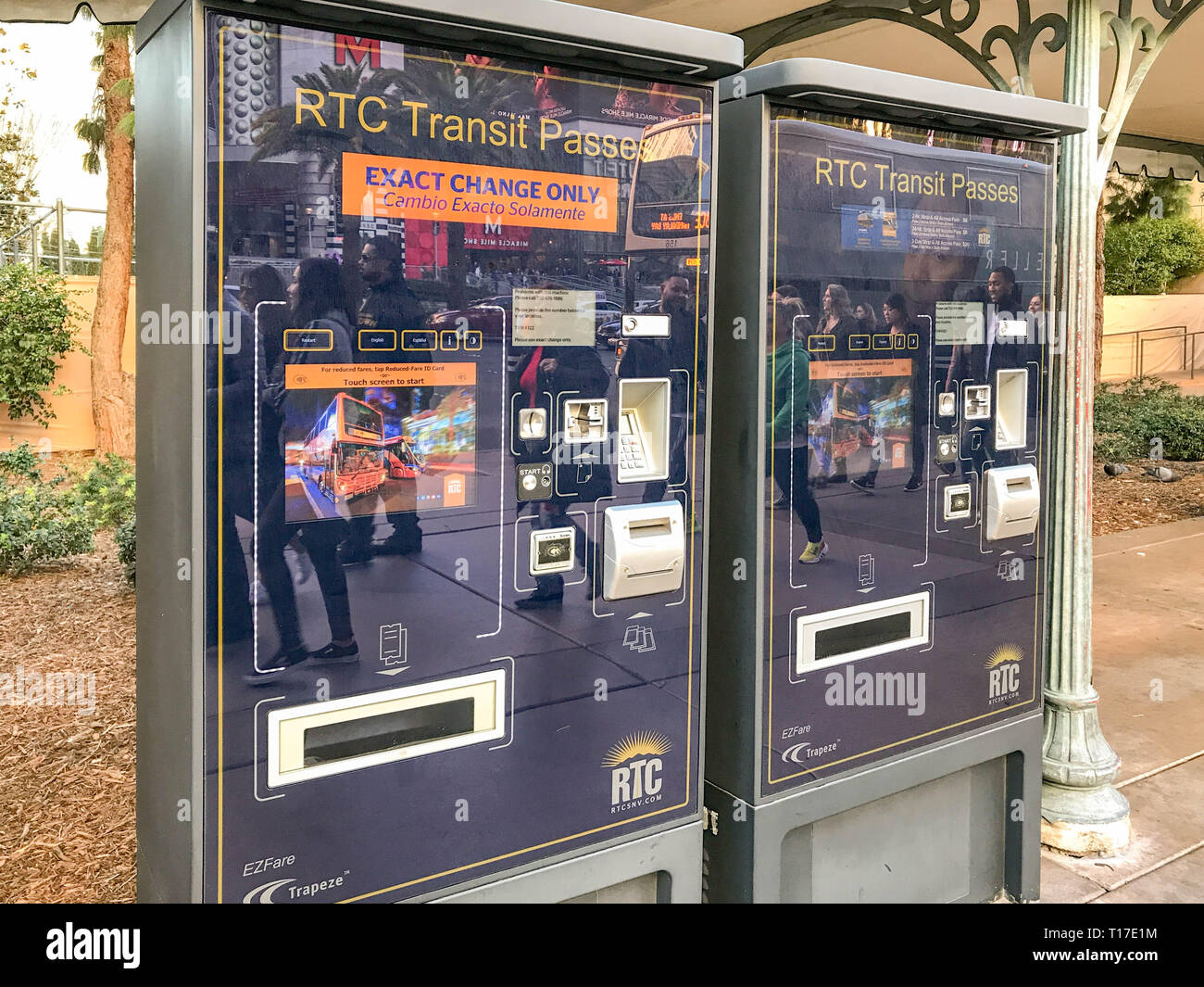 LAS VEGAS, NEVADA, USA - FEBRUARY 2019: Electronic self service ticket  machines for transit passes for buses on Las Vegas Boulevard Stock Photo -  Alamy