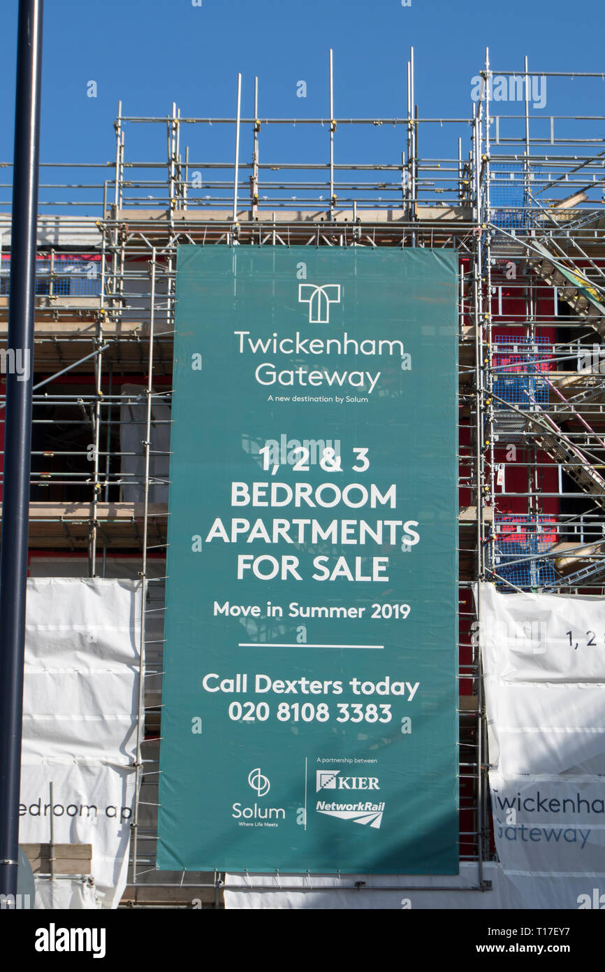 Banner Sign Advertising Apartments At Twickenham Gateway Above