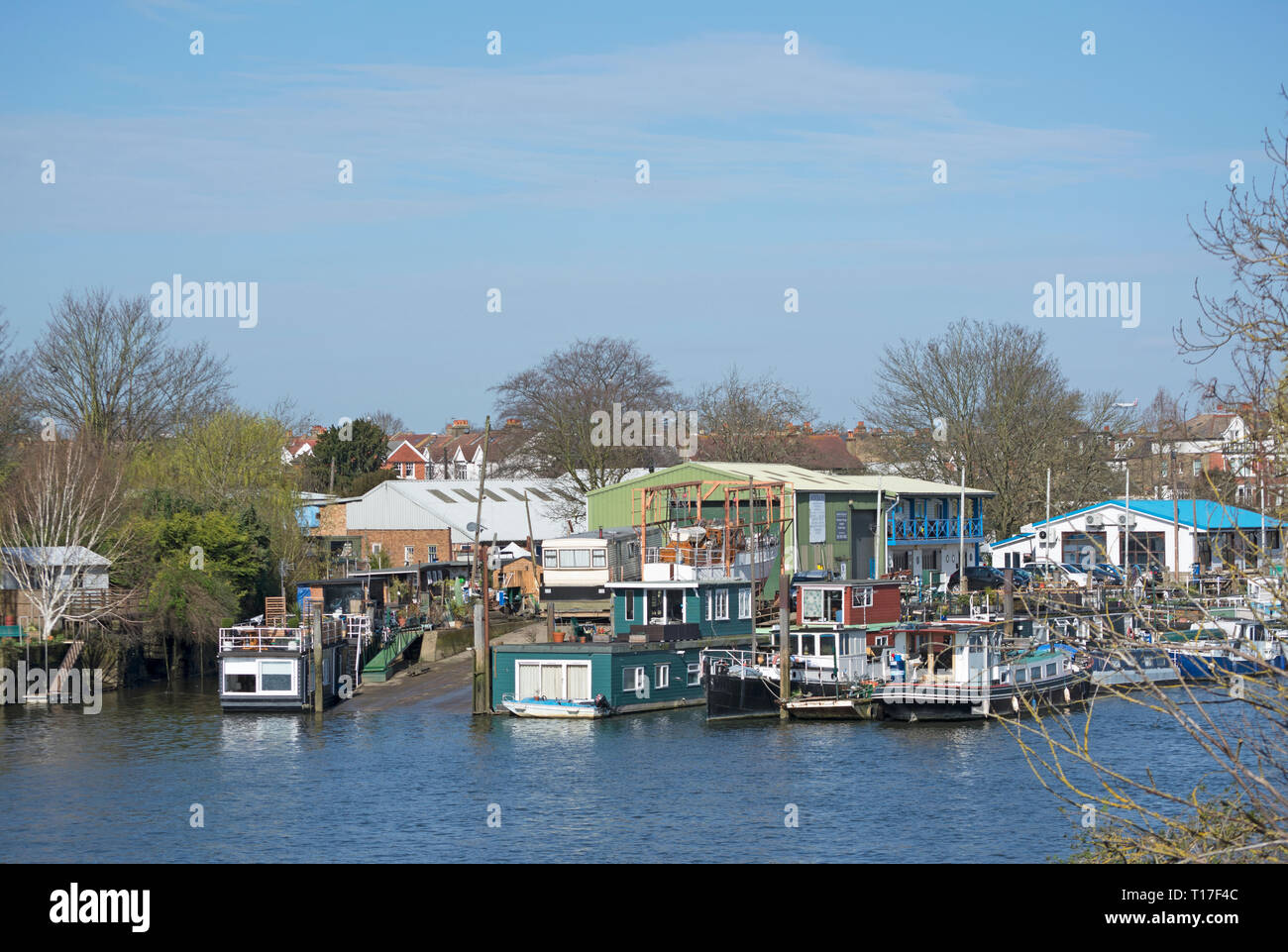 houseboats and of swan island, on the river thames at