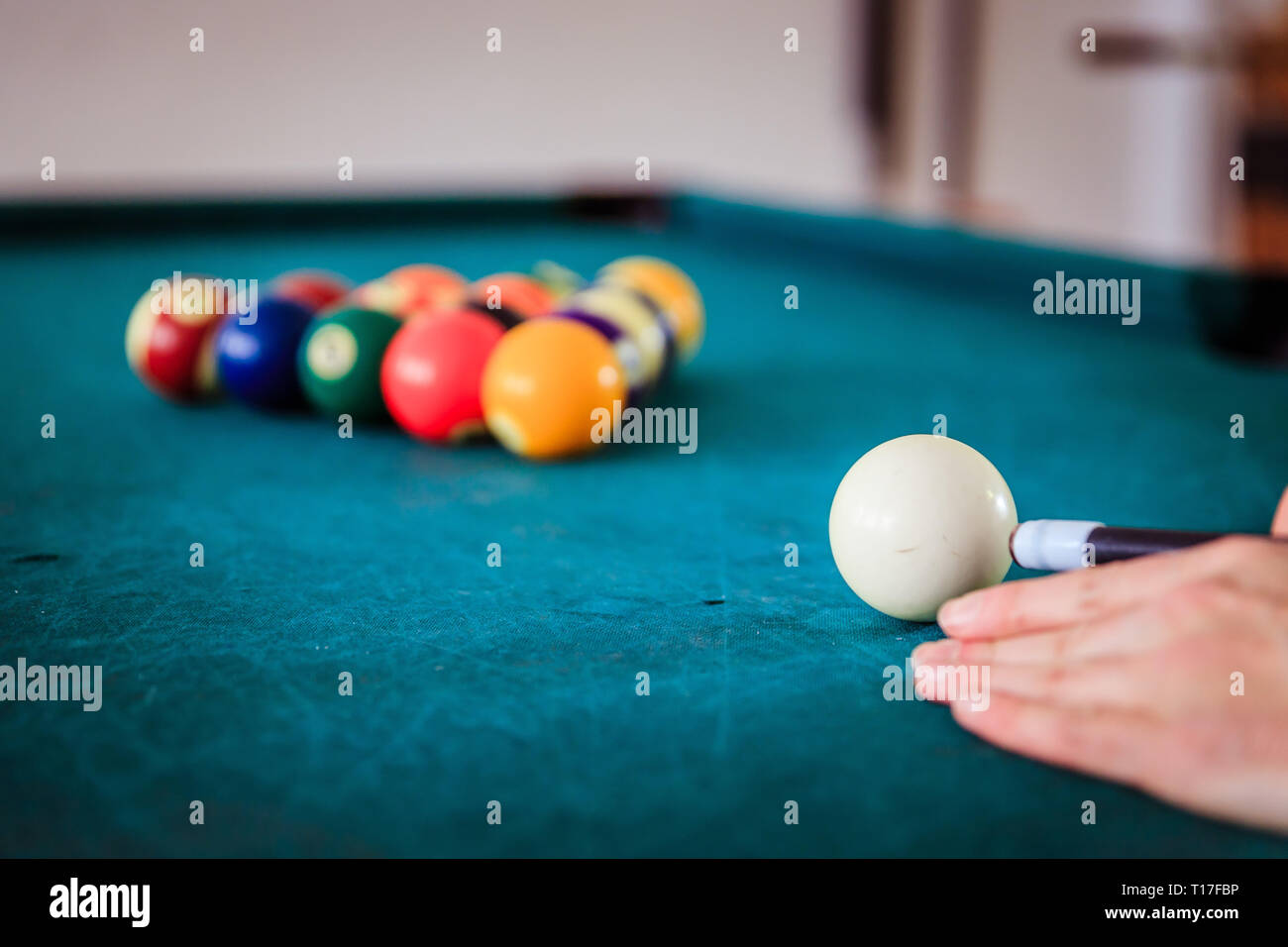 Billard balls and table in a bar Stock Photo Alamy