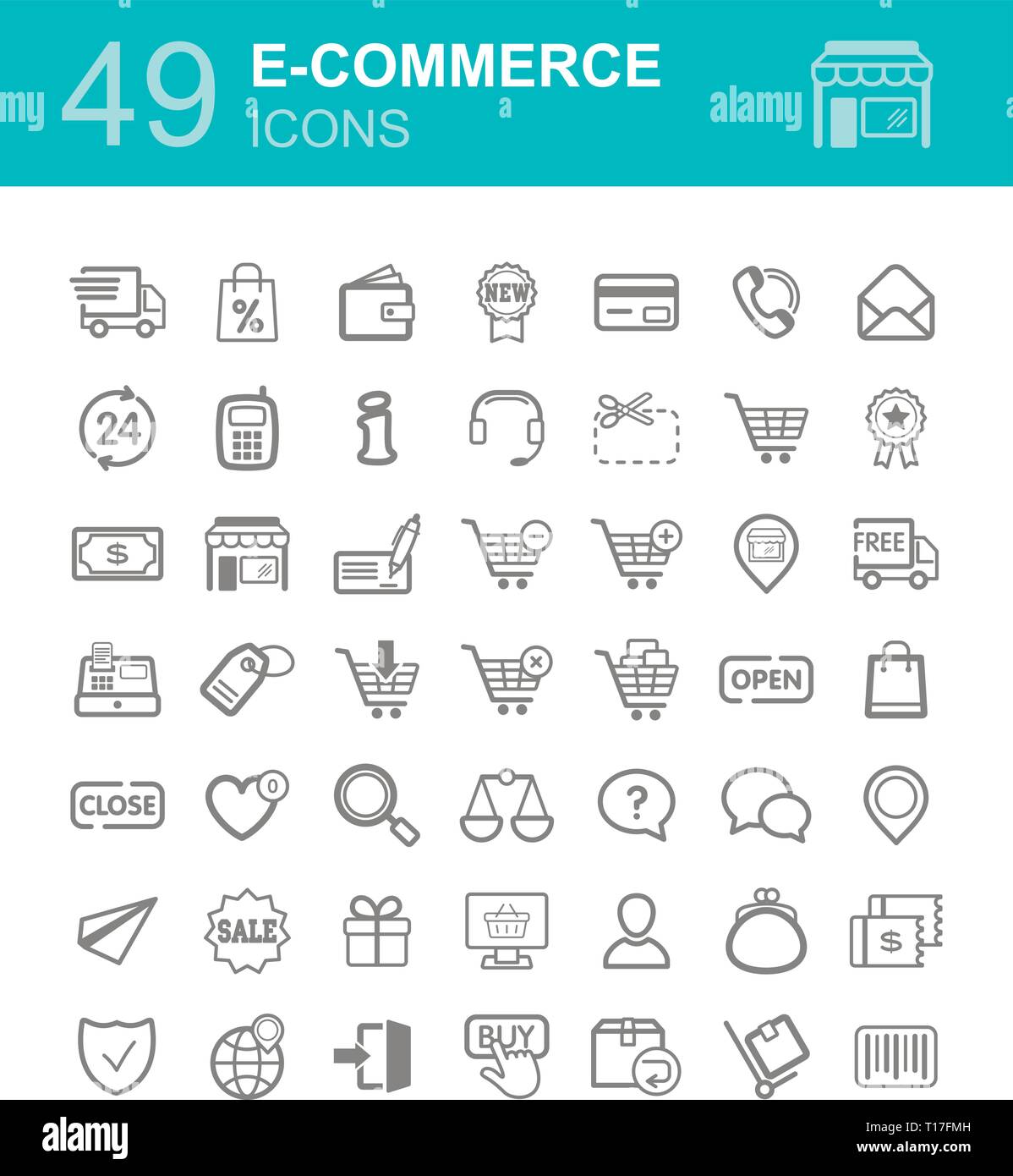 E-commerce set vector icons shopping and online. Graph symbol for your ...