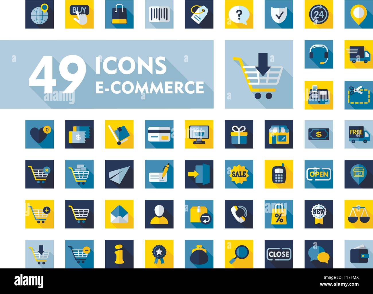 E-commerce set vector icons shopping and online. Graph symbol for your ...