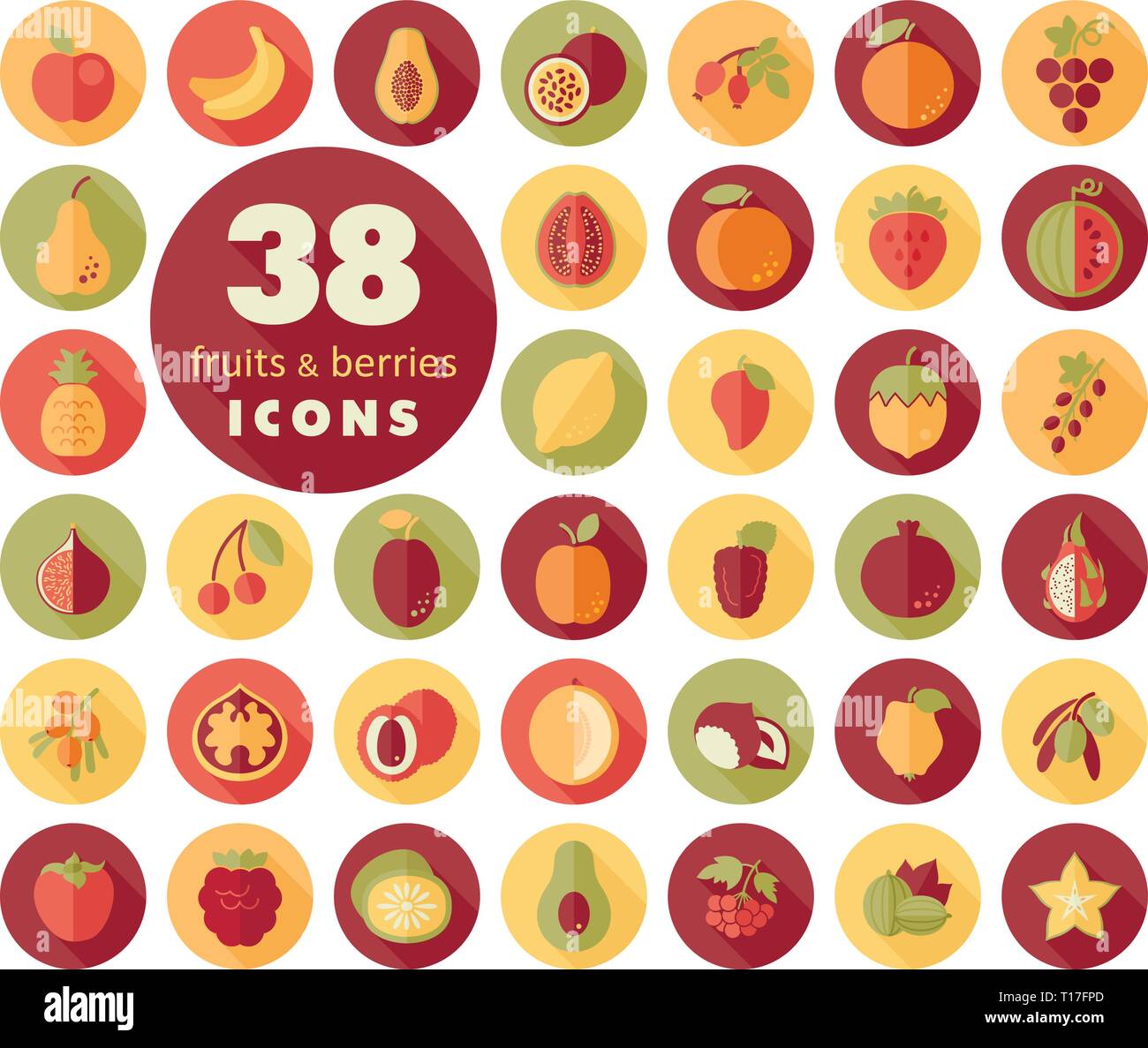 Set of Fruits and Berries icons. Vector illustration, eps 10 Stock ...