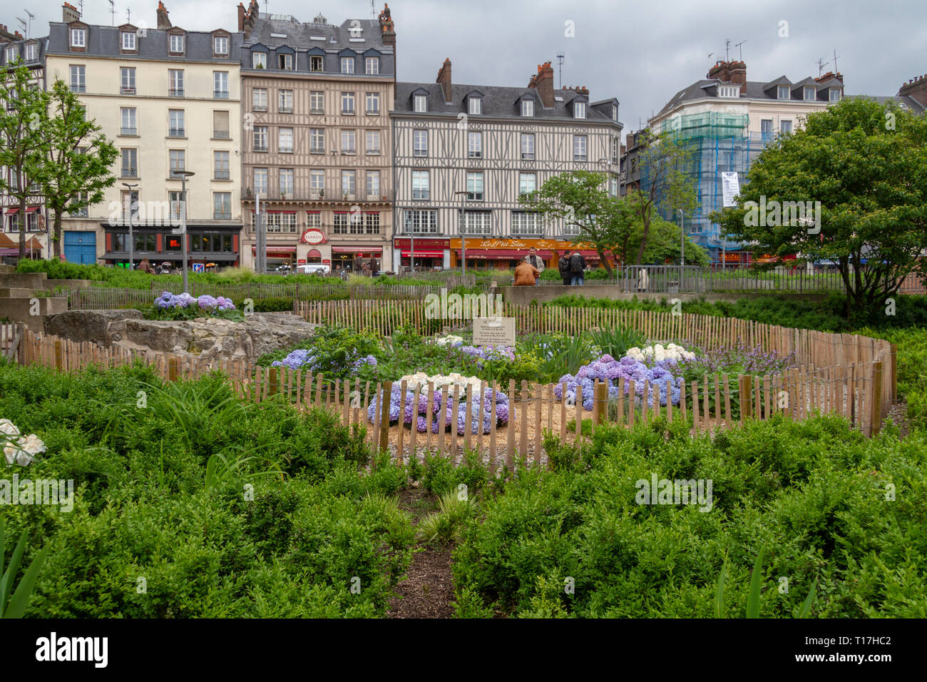 The gardens at the Joan of Arc execution site, Rouen, Haute-Normandie (Upper Normandy, France. Stock Photo