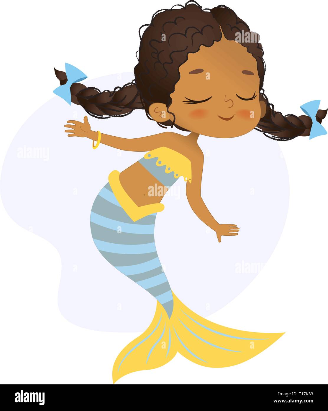 Mermaid African Character Beautiful Girl Sea Nymph Stock Vector