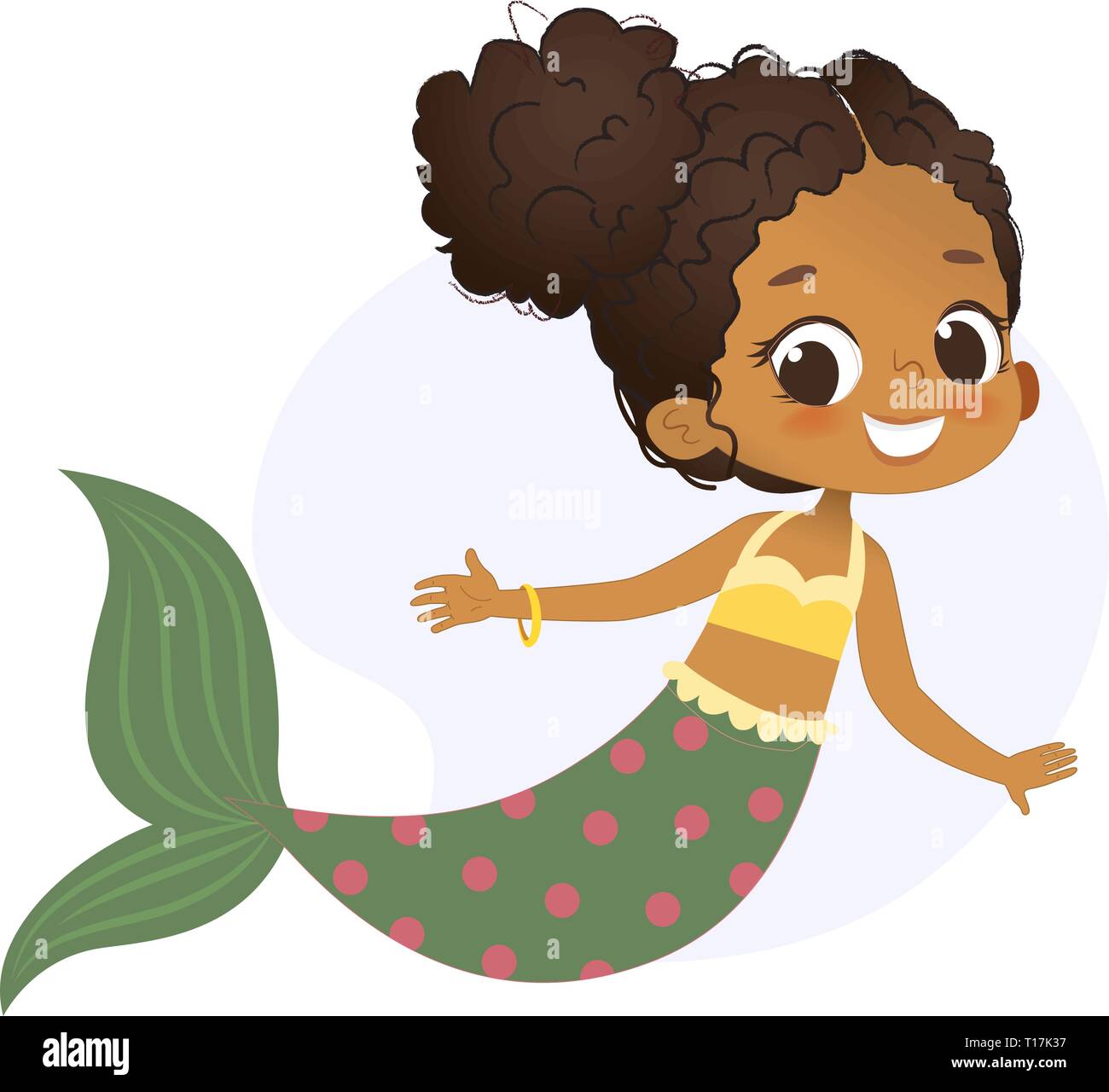 Mermaid Afro Character Mythical Girl Little Nymph Stock Vector