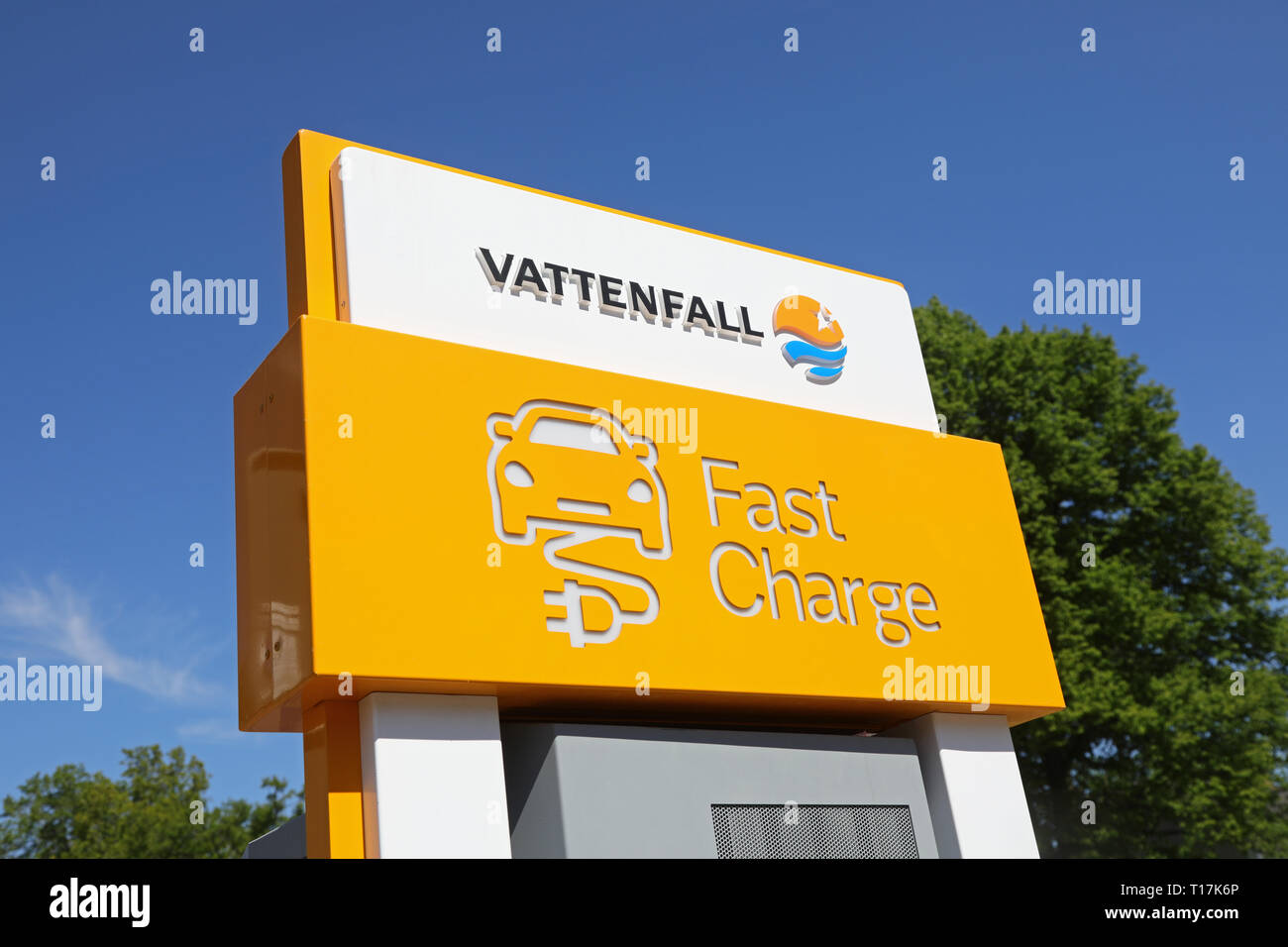 A charging station, from Vattenfall company, for electric cars. Photo Jeppe Gustafsson Stock Photo