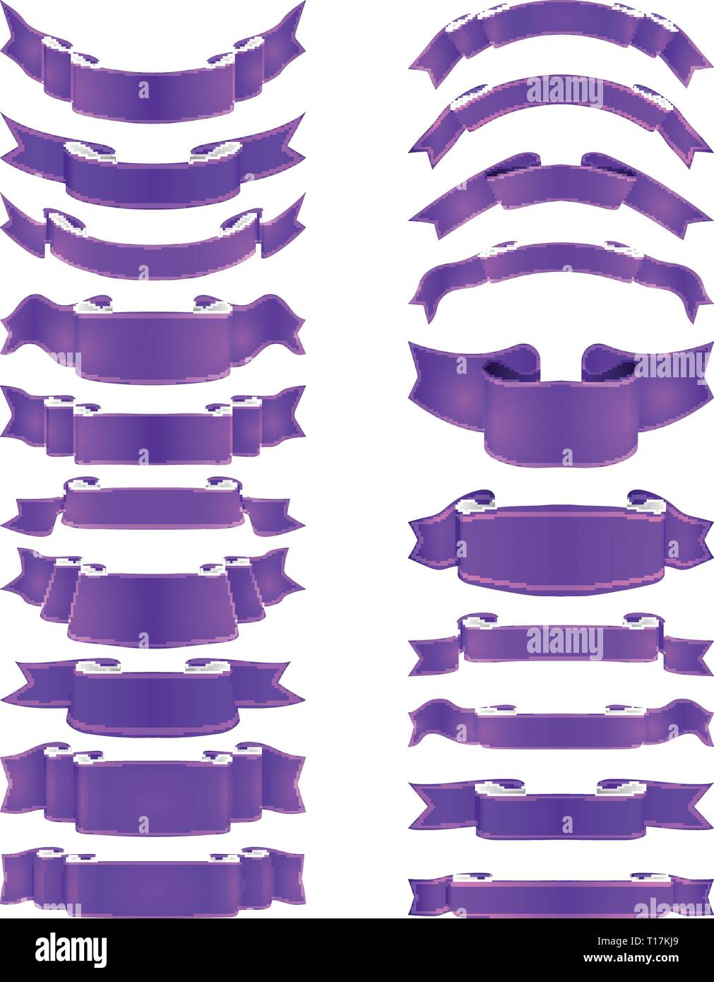 Compiled Ribbon Color Violet isolated vector colored satin ribbons set - purple and violet Stock ...