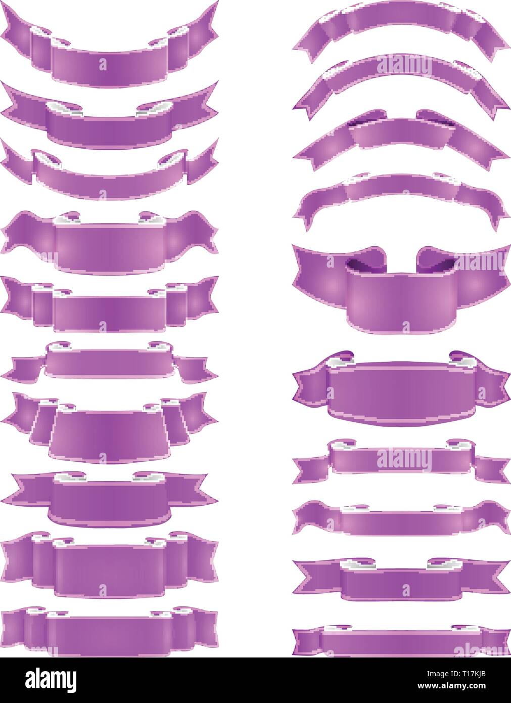 isolated vector colored satin ribbons set - purple Stock Vector Image ...