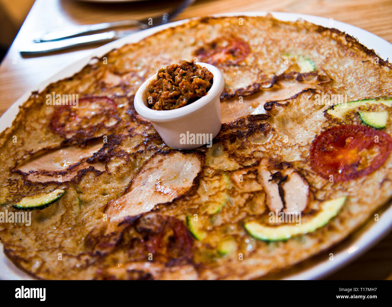 traditional savory breakfast style pancake,Amsterdam,Holland Stock