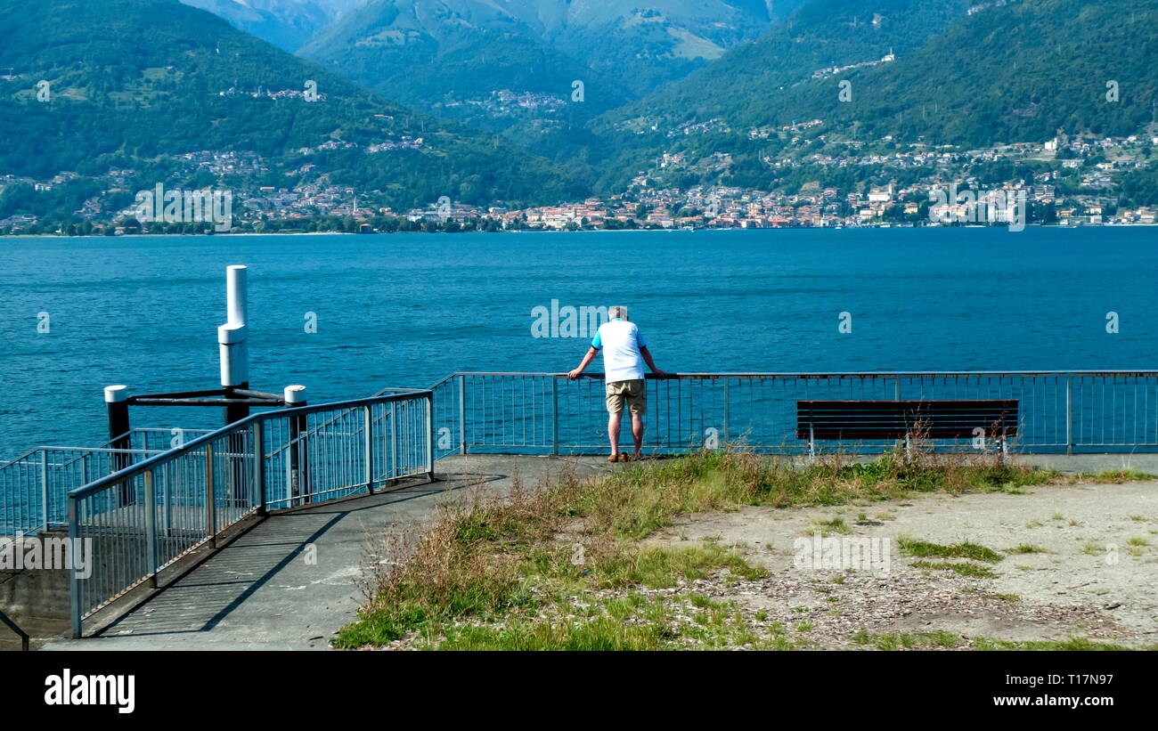 Blick von Piona über den Comer See nach Gravedona Stock Photo