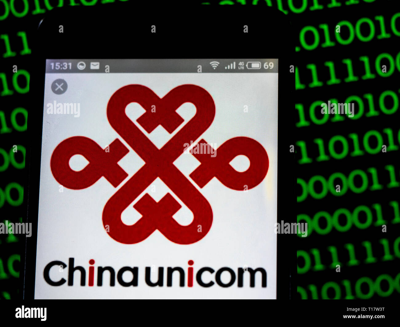 In this photo illustration a China Unicom or China United Netcom (Hong Kong)  Limited logo seen displayed on a smart phone Stock Photo - Alamy