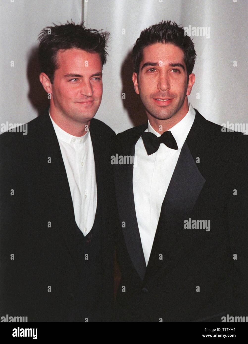 LOS ANGELES, CA. December 03, 1997: "Friends" stars Matt Leblanc & David  Schwimmer at the Fire & Ice Ball at Paramount Studios, Hollywood, to  benefit the Revlon/UCLA Women's Cancer Research Program Stock