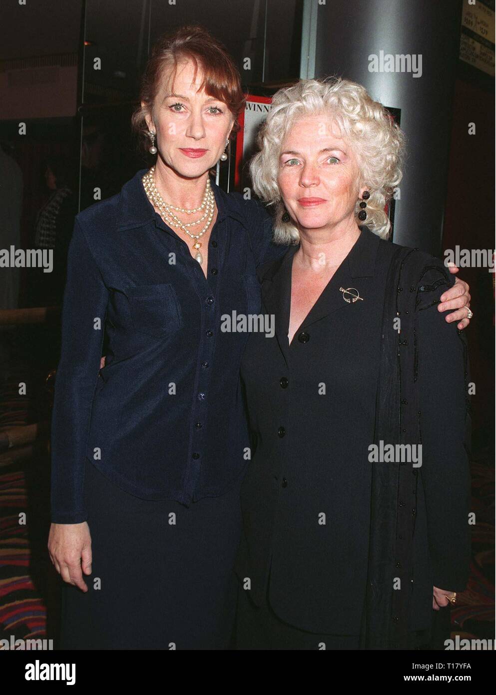 LOS ANGELES, CA. December 18, 1996: 18DEC96:  Actresses Helen Mirren (left) & Fionnula Flanagan at the Los Angeles premeire of their new movie, 'Some Mother's Son.' Stock Photo