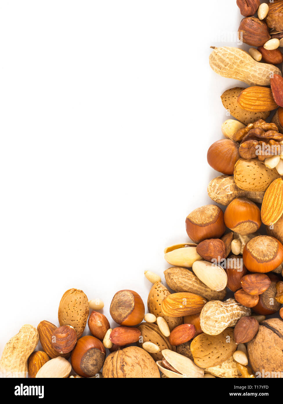Background of mixed nuts hazelnuts, almonds, walnuts, pistachios