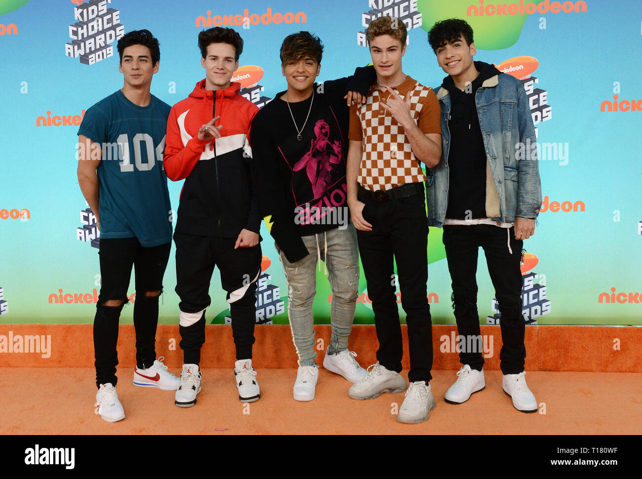 Los Angeles, USA. 23rd Mar, 2019. Real Life-Michael Conor, Sergio Calderon Jr., Drew Ramos, Chance Perez, Brady Tutton 126 attends Nickelodeon s 2019 Kids' Choice Awards at Galen Center on March 23, 2019 in Los Angeles, California. Credit: Tsuni / USA/Alamy Live News Stock Photo