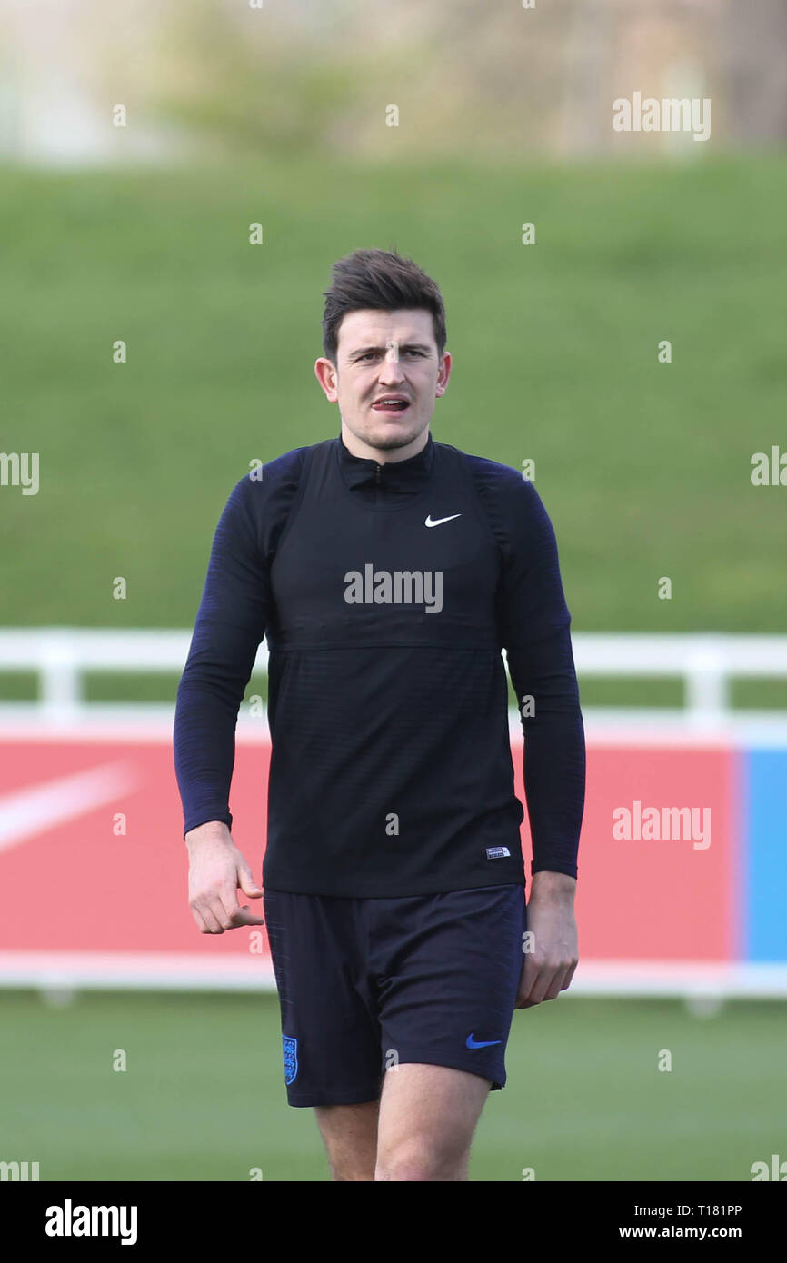 Burton-upon-Trent, UK. 24th Mar, 2019. Harry Maguire during training prior to England's UEFA Euro 2020 qualifier against Montenegro, at St. George's Park on March 24th 2019 in Burton-upon-Trent, England. () Credit: PHC Images/Alamy Live News Stock Photo