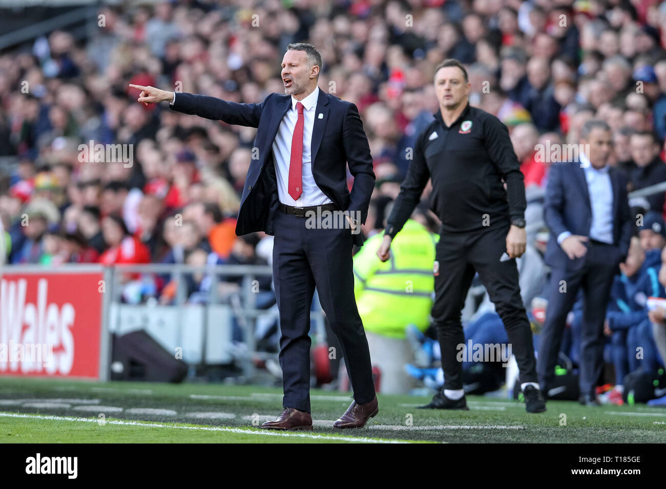 Cardiff, UK. 24th Mar, 2019.  Wales Manager Ryan Giggs during the 2020 UEFA Euro Qualifier group E match between Wales and Slovakia at  the Cardiff City Stadium, Cardiff, Wales on 24 March 2019. Photo by Ken Sparks.  Editorial use only, license required for commercial use. No use in betting, games or a single club/league/player publications. Credit: UK Sports Pics Ltd/Alamy Live News Stock Photo