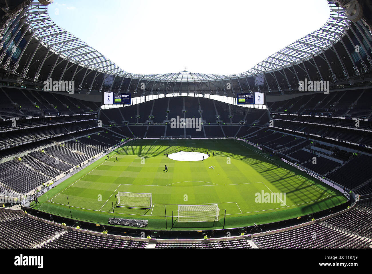 London, UK. 24th Mar 2019.  General view inside the Tottenham Hotspur stadium prior to kick off. Tottenham Hotspur u18's  v Southampton u18's , the 1st test event at the new Tottenham Hotspur Stadium in London on Sunday 24th March 2019.  this image may only be used for Editorial purposes. Editorial use only, license required for commercial use. No use in betting, games or a single club/league/player publications . pic by Steffan Bowen Credit: Andrew Orchard sports photography/Alamy Live News Stock Photo