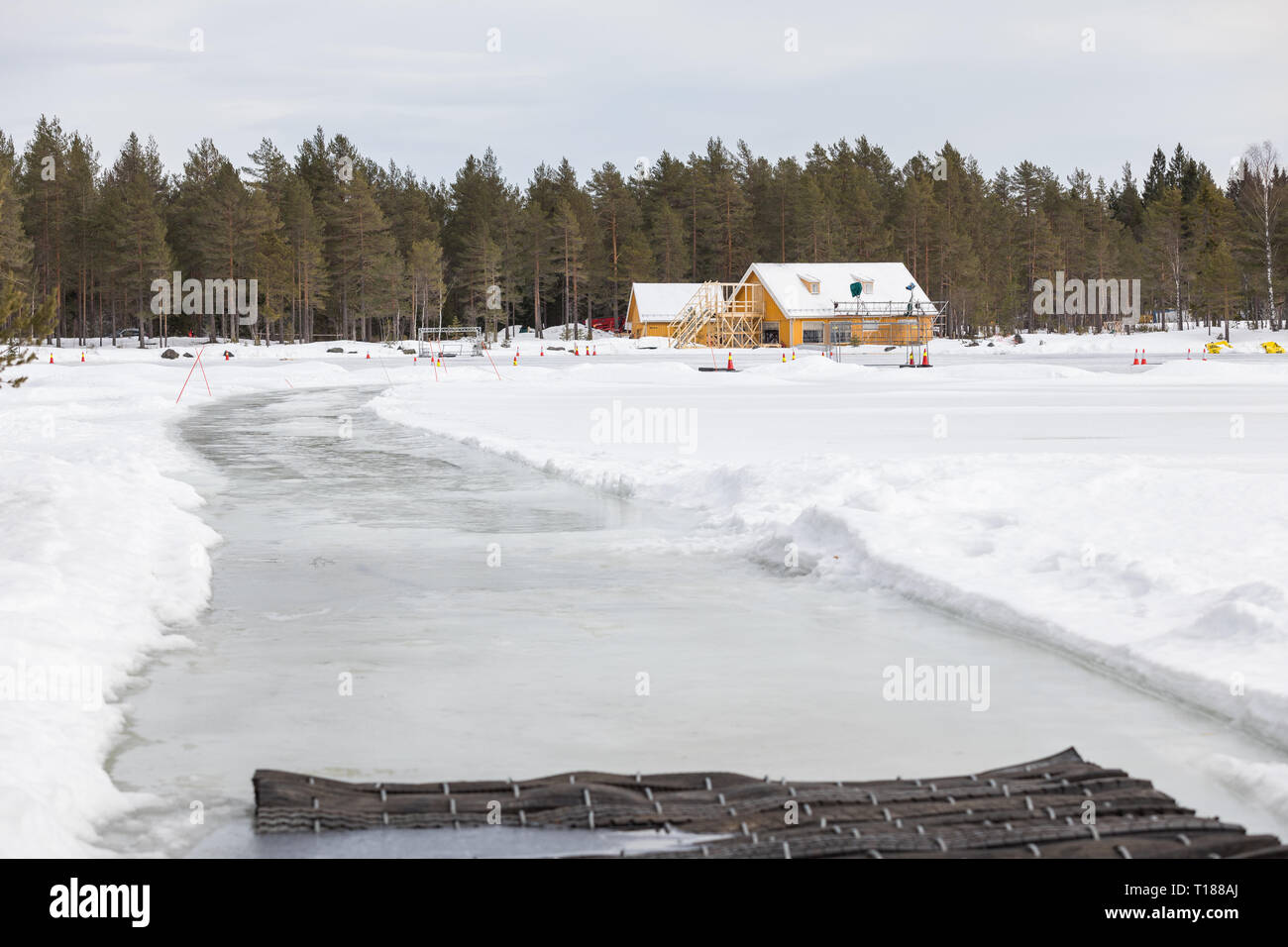 Hakadal, Norway. 24th March 2019. Final preparations taking place ready to  start filming the 25th James